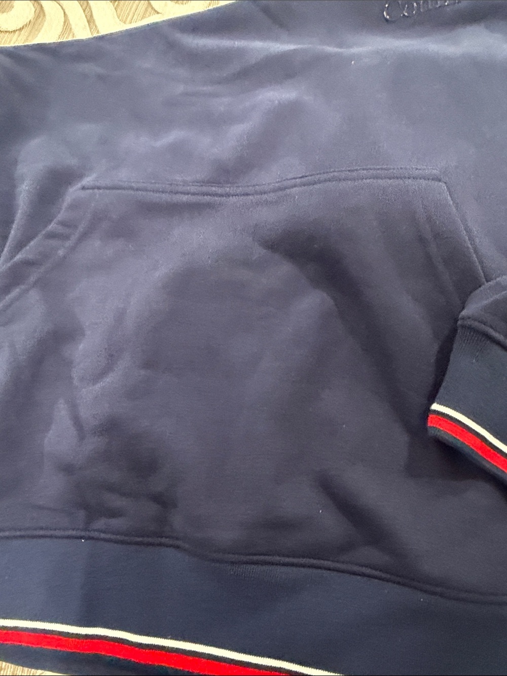 Comfrt Navy Crewneck Sweatshirt with Red-Trim Cuffs - Picture 4 of 5
